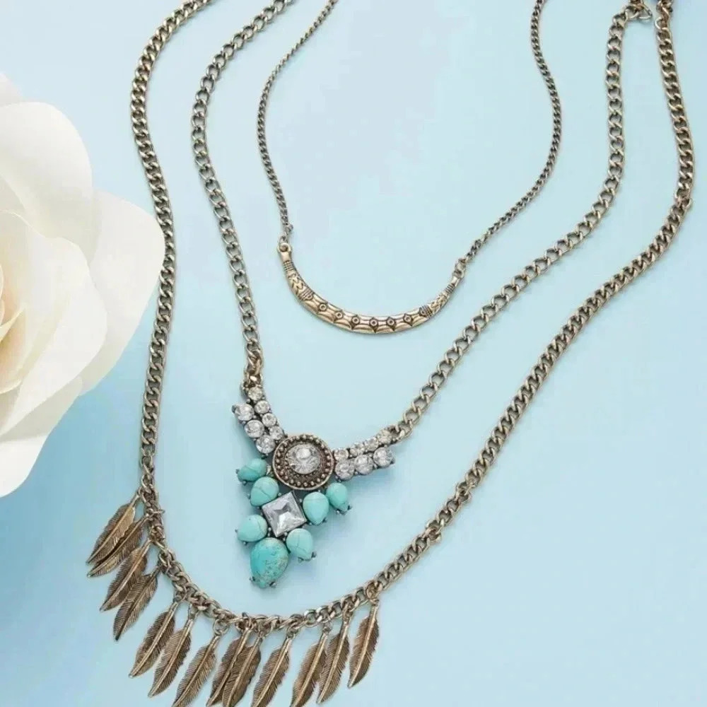 🆕Layered Rhinestone Engraved Necklace🆕 - Picture 6 of 8